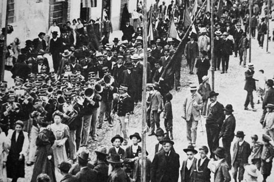 Corteo per deposizione lapide a Garibaldi 1907